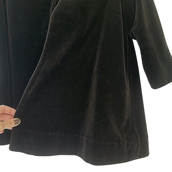 Child Girl's Vintage 1960/70s Black Velvet Coat Peter Pan Collar Quilt Lined 6/7 - Picture 7 of 11